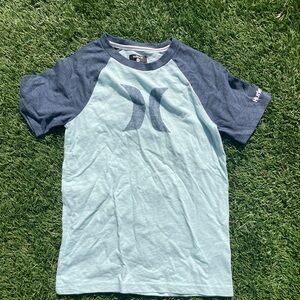 Hurley Navy and Light Blue Crew Neck Tee